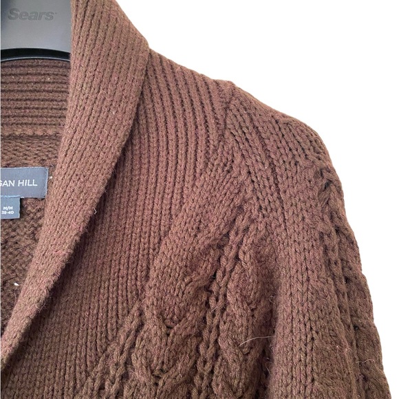 Logan Hill Medium Men Acrylic Chocolate Brown Long Sleeve Button Up Card… - Picture 4 of 14